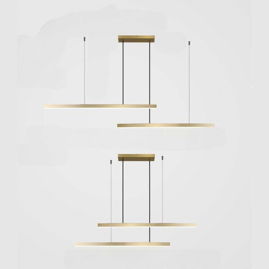 Pendant Light Brass Linear Dimmable LED Gold Double