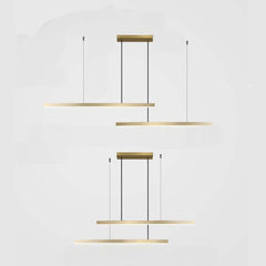 Pendant Light Brass Linear Dimmable LED Gold Double
