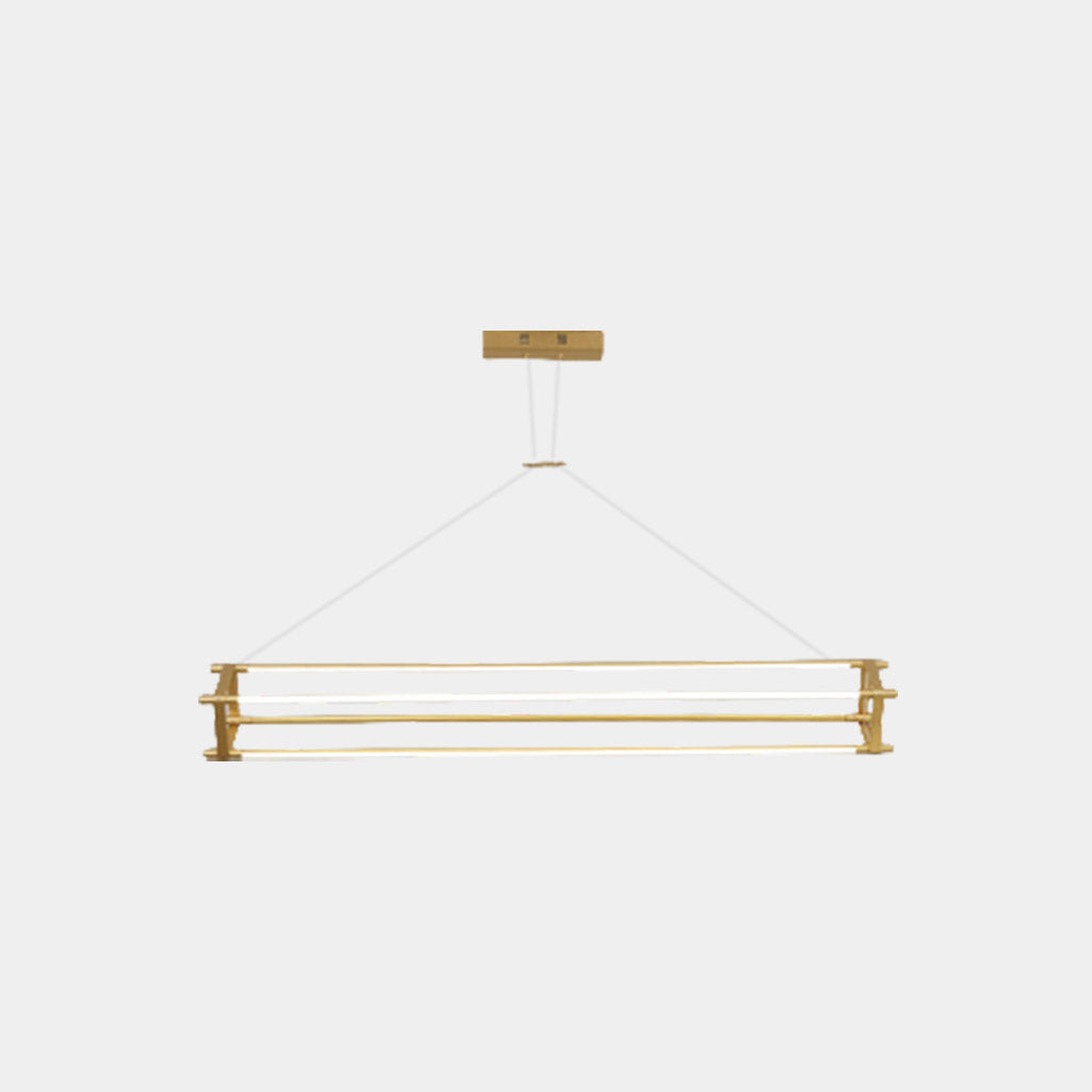 Pendant Light Brass Long Bar Linear LED Gold