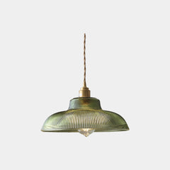 Pendant Light Brass Ribbed Glass