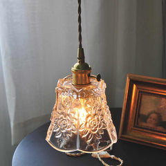 Pendant Light Decorative Carved Glass Floral Detail