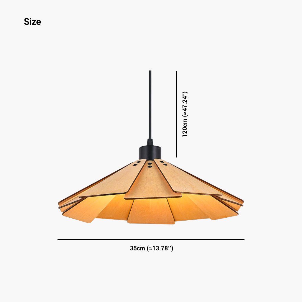 Retro Japanese Style Wood Pendant Light Fixture B Size