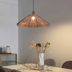 Retro Japanese Style Wood Pendant Light Fixture Walnut A Dining Room