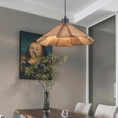 Retro Japanese Style Wood Pendant Light Fixture Walnut B Dining Room