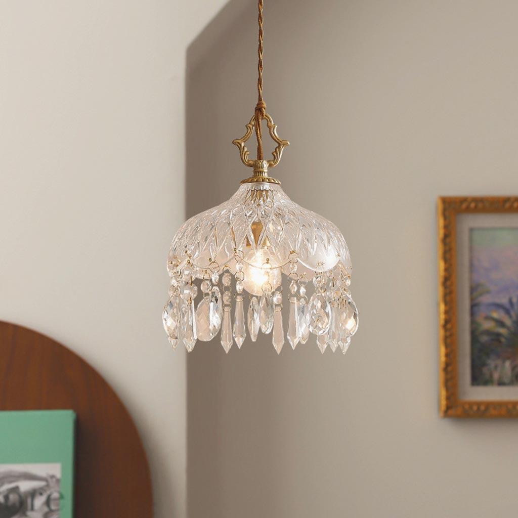 Brass crystal pendant light discount