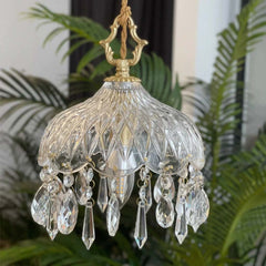 Pendant Light French Brass Crystal Glass Corner