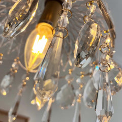 Pendant Light French Brass Crystal Glass Detail