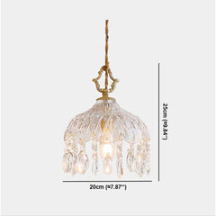 Pendant Light French Brass Crystal Glass Size