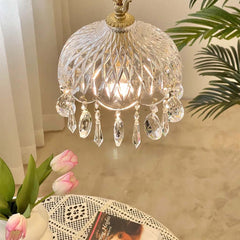 Pendant Light French Brass Crystal Glass Table
