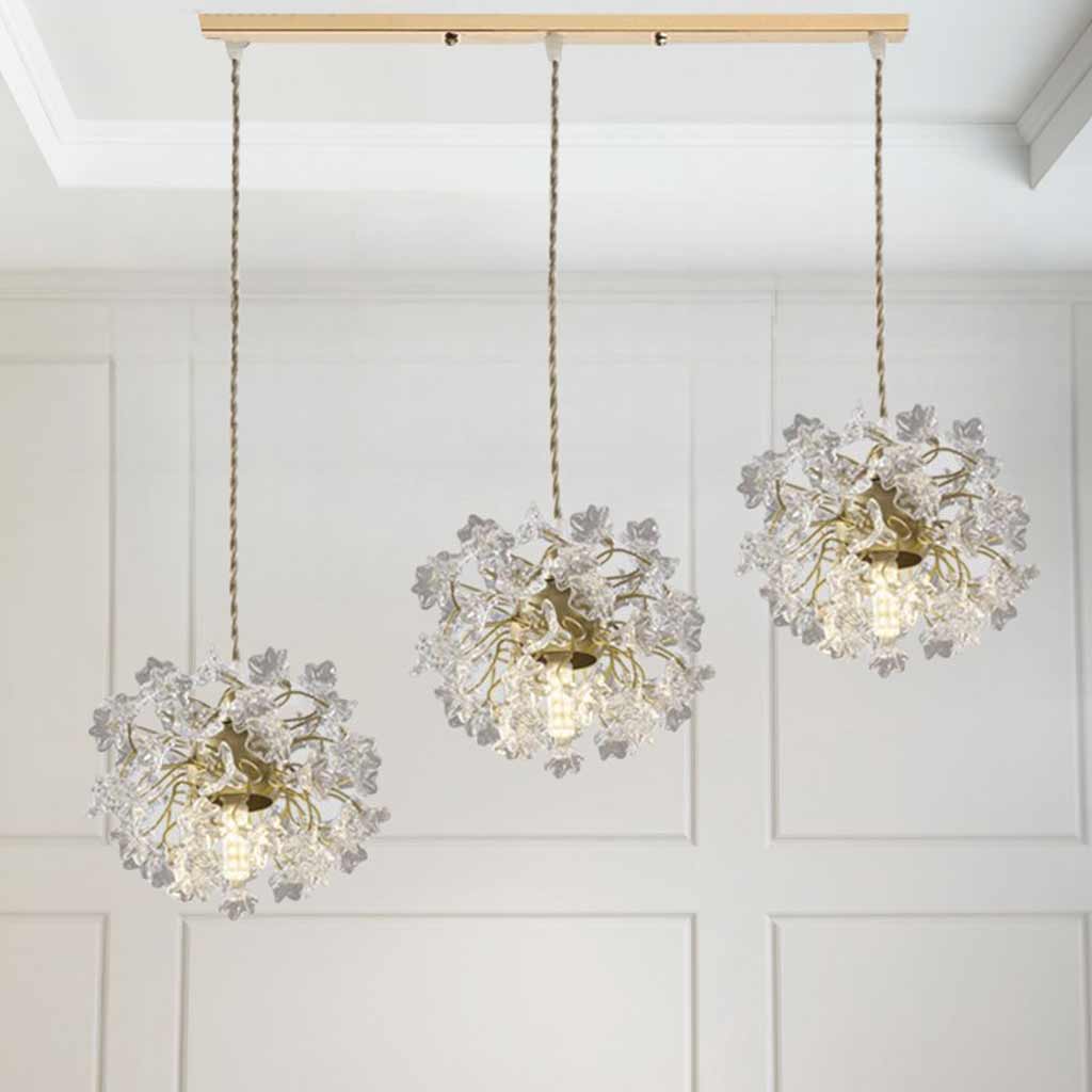 Pendant Light French Floral Brass Crystal Living Room