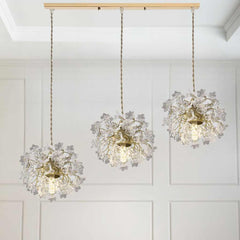 Pendant Light French Floral Brass Crystal Living Room