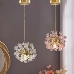 Pendant Light French Floral Brass Crystal Room