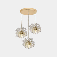 Pendant Light French Floral Brass Crystal Round Canopy