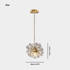 Pendant Light French Floral Brass Crystal 
 Size