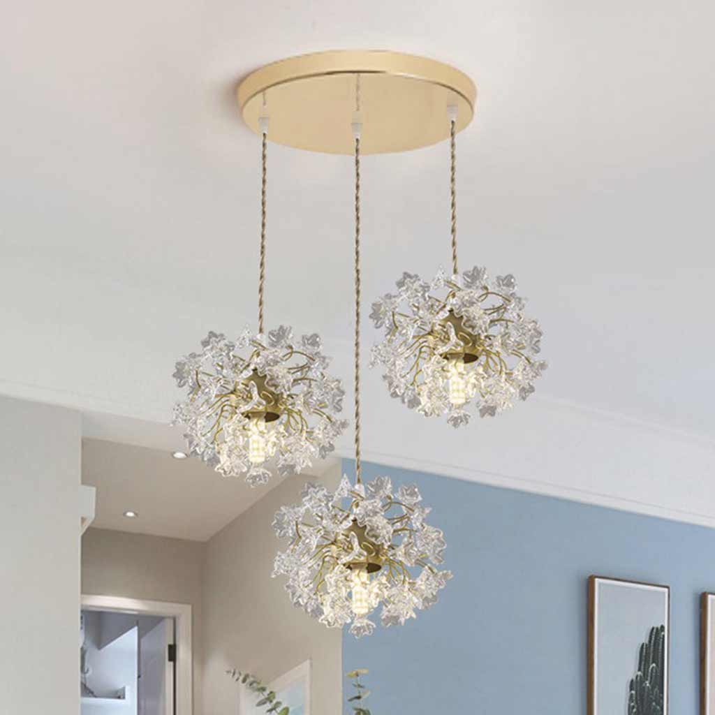 Pendant Light French Floral Brass Crystal Study Room