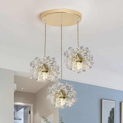 Pendant Light French Floral Brass Crystal Study Room