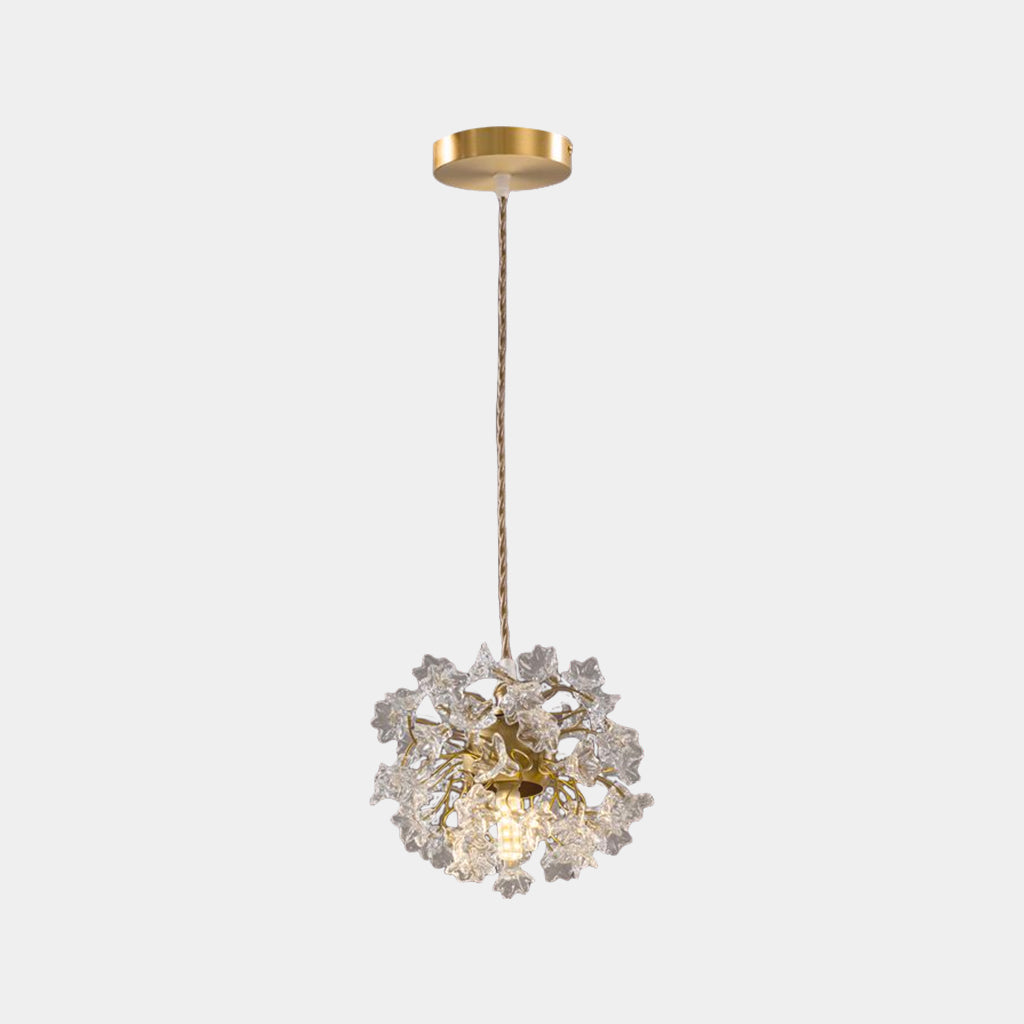 Pendant Light French Floral Brass Crystal Transparent