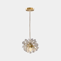 Pendant Light French Floral Brass Crystal Transparent