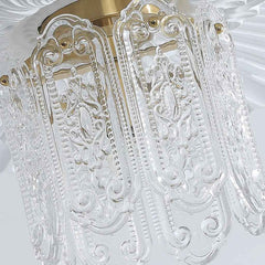 Pendant Light French Floral Carved Glass Shade
