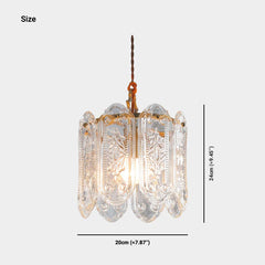 Pendant Light French Floral Carved Glass Size