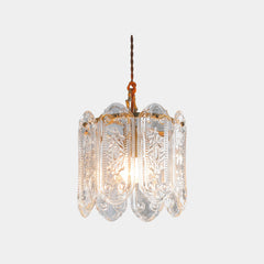 Pendant Light French Floral Carved Glass
