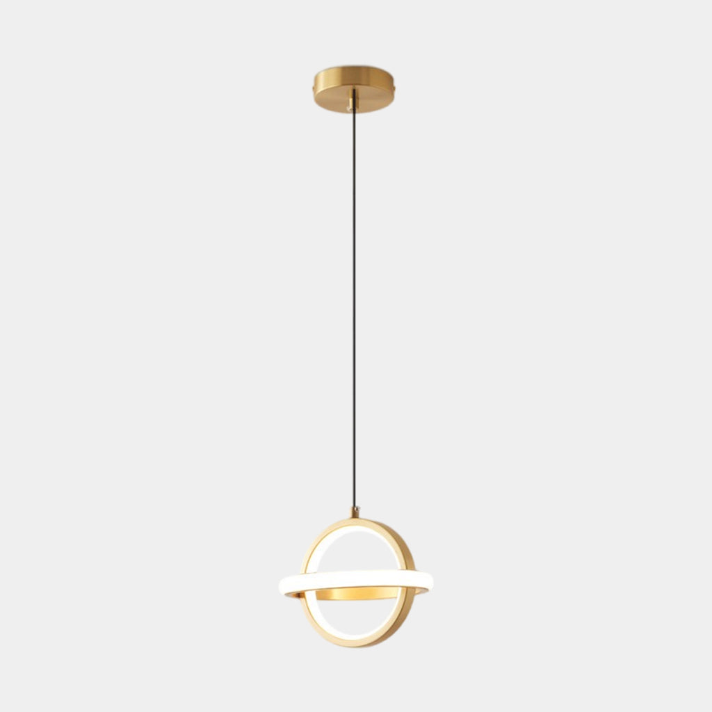 Pendant Light Geometric Brass Round Globe Ring Gold