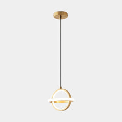 Pendant Light Geometric Brass Round Globe Ring Gold