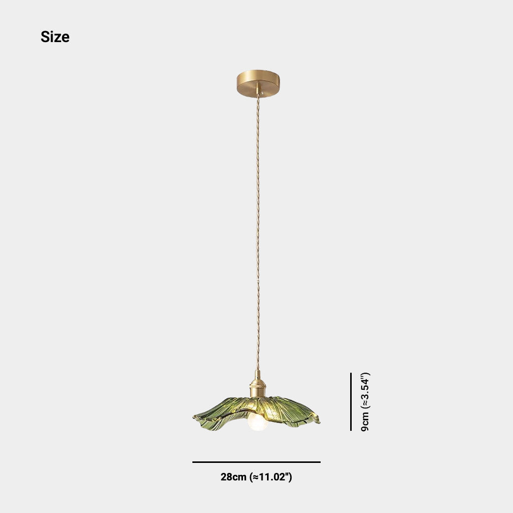 Green Glass Flower Lotus Leaf Pendant/Ceiling Light | VAXLAMP