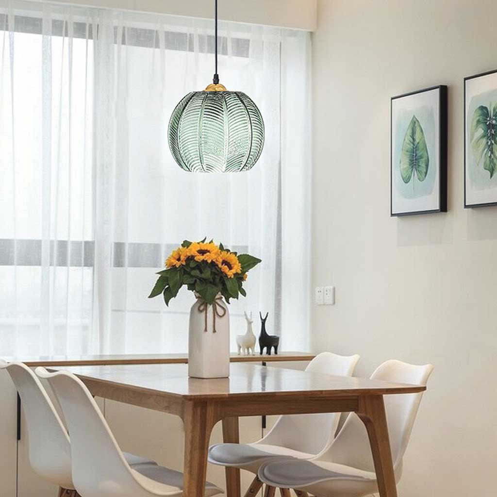 Pendant Light Glass Green 1 Dining Table