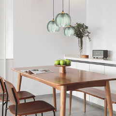 Pendant Light Glass Green 3 Dining Room