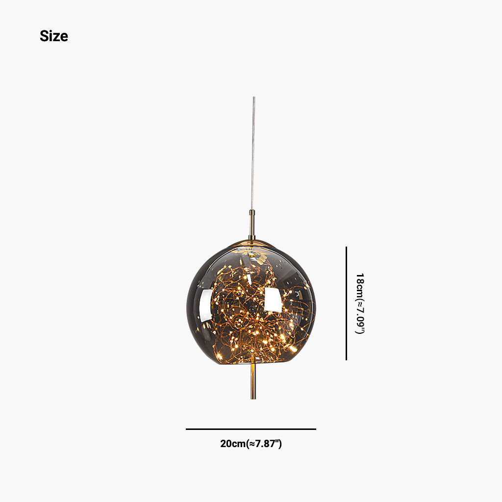 Pendant Light Glass Nordic Smokey Grey Size