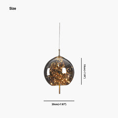 Pendant Light Glass Nordic Smokey Grey Size