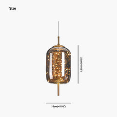 Pendant Light Glass Starry Night Smokey Grey Size