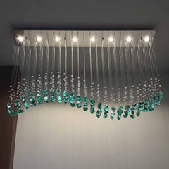 Lámpara colgante Grand Long LED de cristal en forma de S, verde