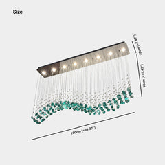 Lámpara colgante Grand Long LED de cristal en forma de S, verde