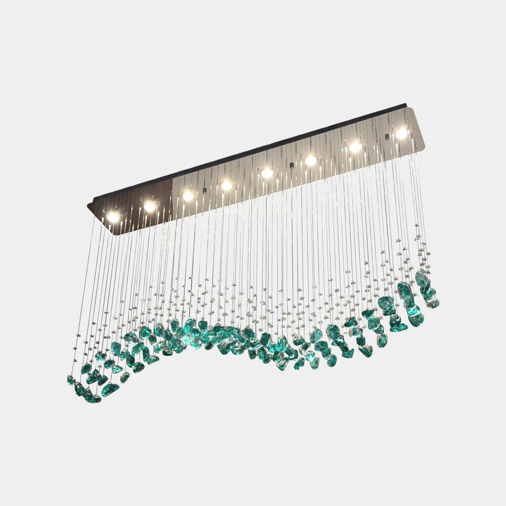 Lámpara colgante Grand Long LED de cristal en forma de S, verde