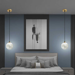 Pendant Light Hanging Moon Globe Minimalist Gold Bedroom