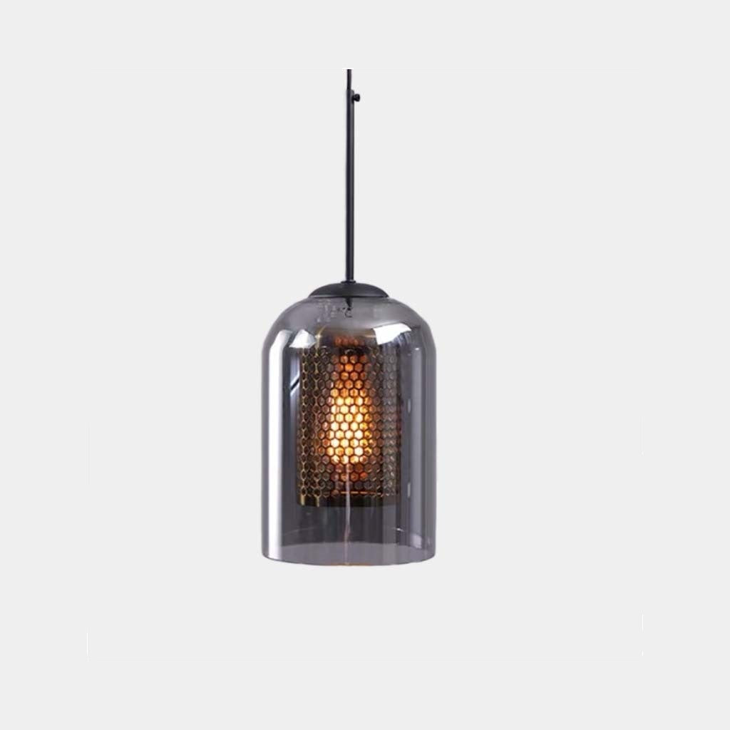 Hanglamp industriële glazen cilinder, 1 licht/3 lichten