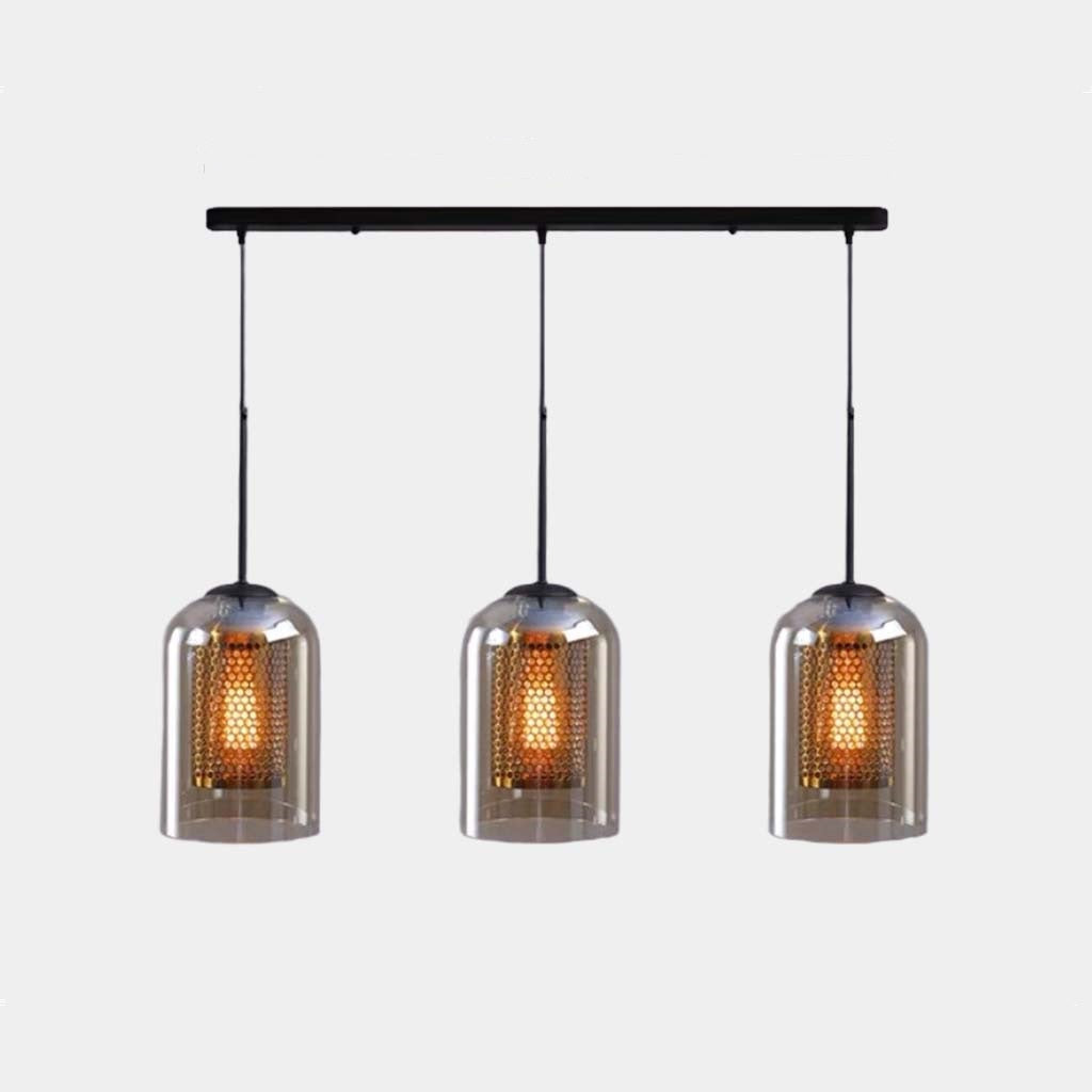 Hanglamp industriële glazen cilinder, 1 licht/3 lichten