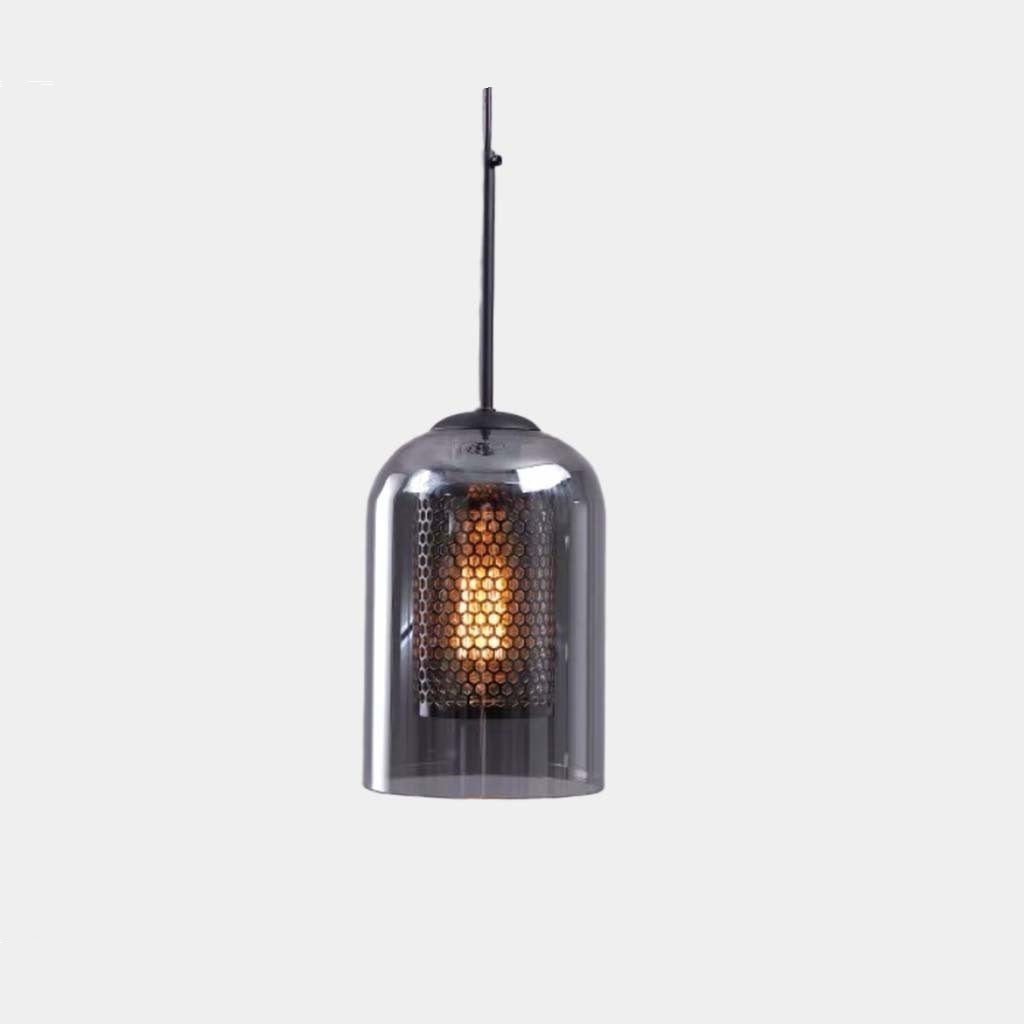 Hanglamp industriële glazen cilinder, 1 licht/3 lichten