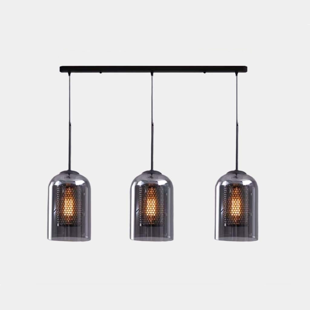 Hanglamp industriële glazen cilinder, 1 licht/3 lichten