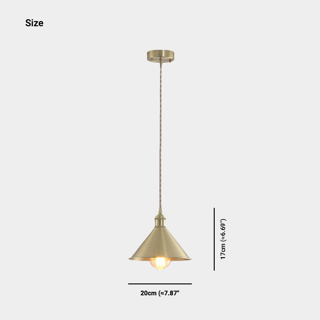 Pendant LightIndustrial Simple Brushed Brass Cone Gold Size