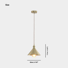 Pendant LightIndustrial Simple Brushed Brass Cone Gold Size
