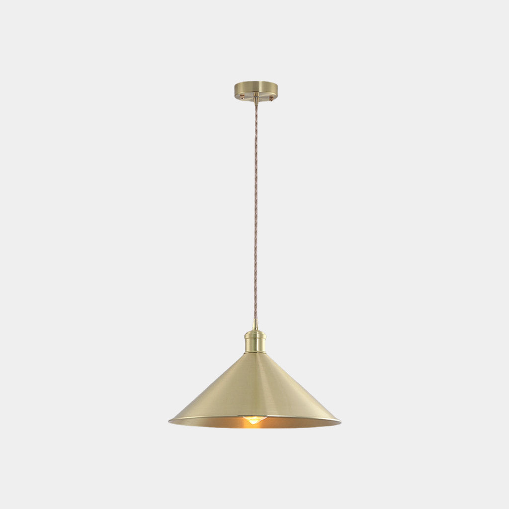 Pendant Light Industrial Simple Brushed Brass Cone Gold