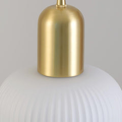 Pendant Light Japandi Cream Ribbed Glass Dome Shade Detail