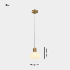 Pendant Light Japandi Cream Ribbed Glass Dome Shade Size