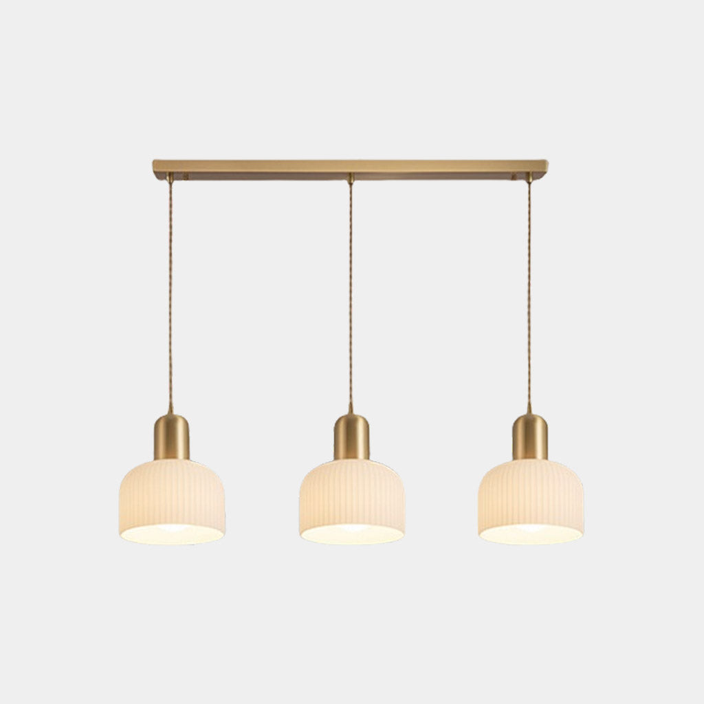 Pendant Light Japandi Cream Ribbed Glass Dome Shade
