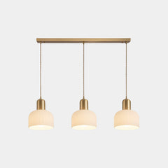 Pendant Light Japandi Cream Ribbed Glass Dome Shade