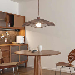 Pendant Light Japandi Hemp Rope Straw Hat Dining Table