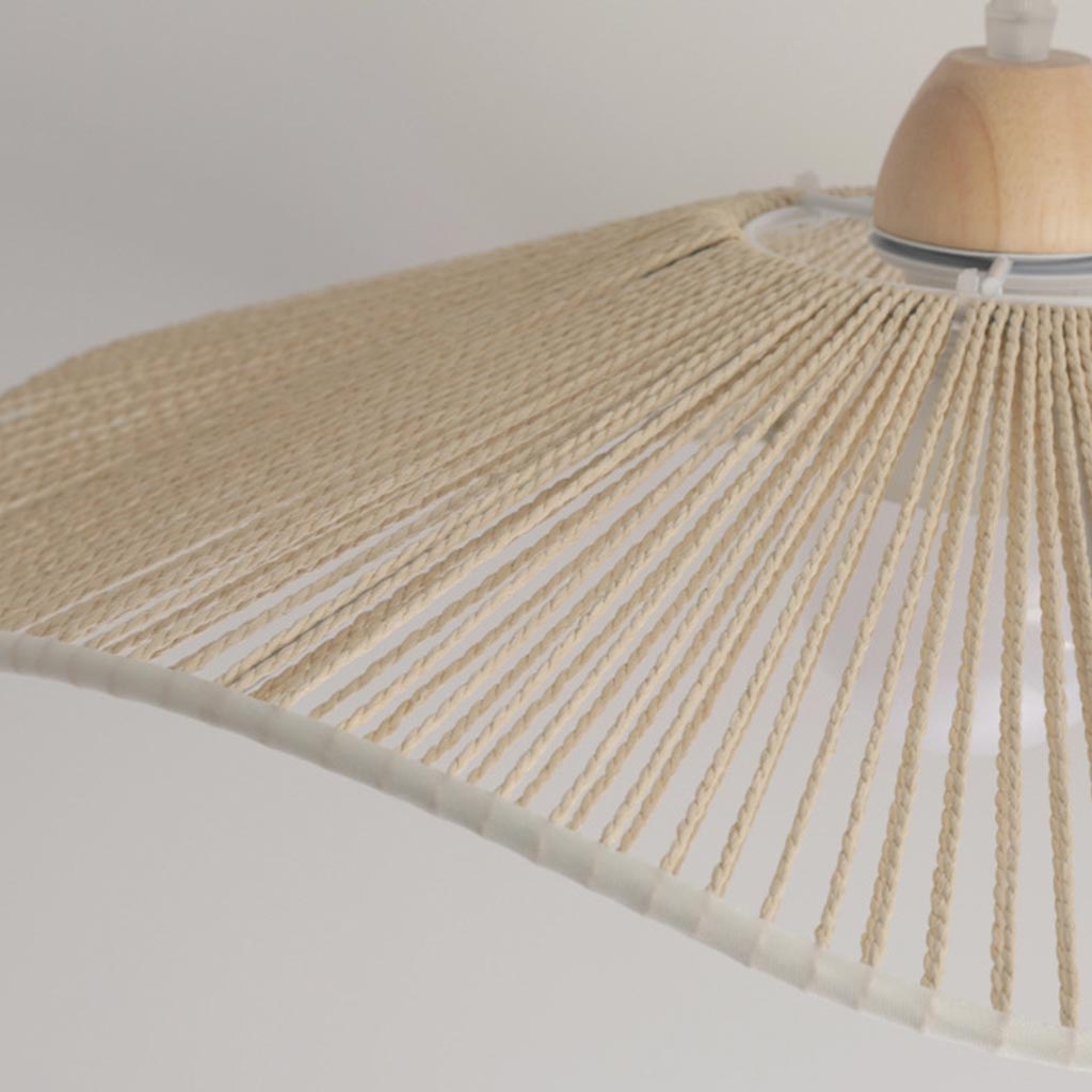 Pendant Light Japandi Hemp Rope Straw Hat Log Shade